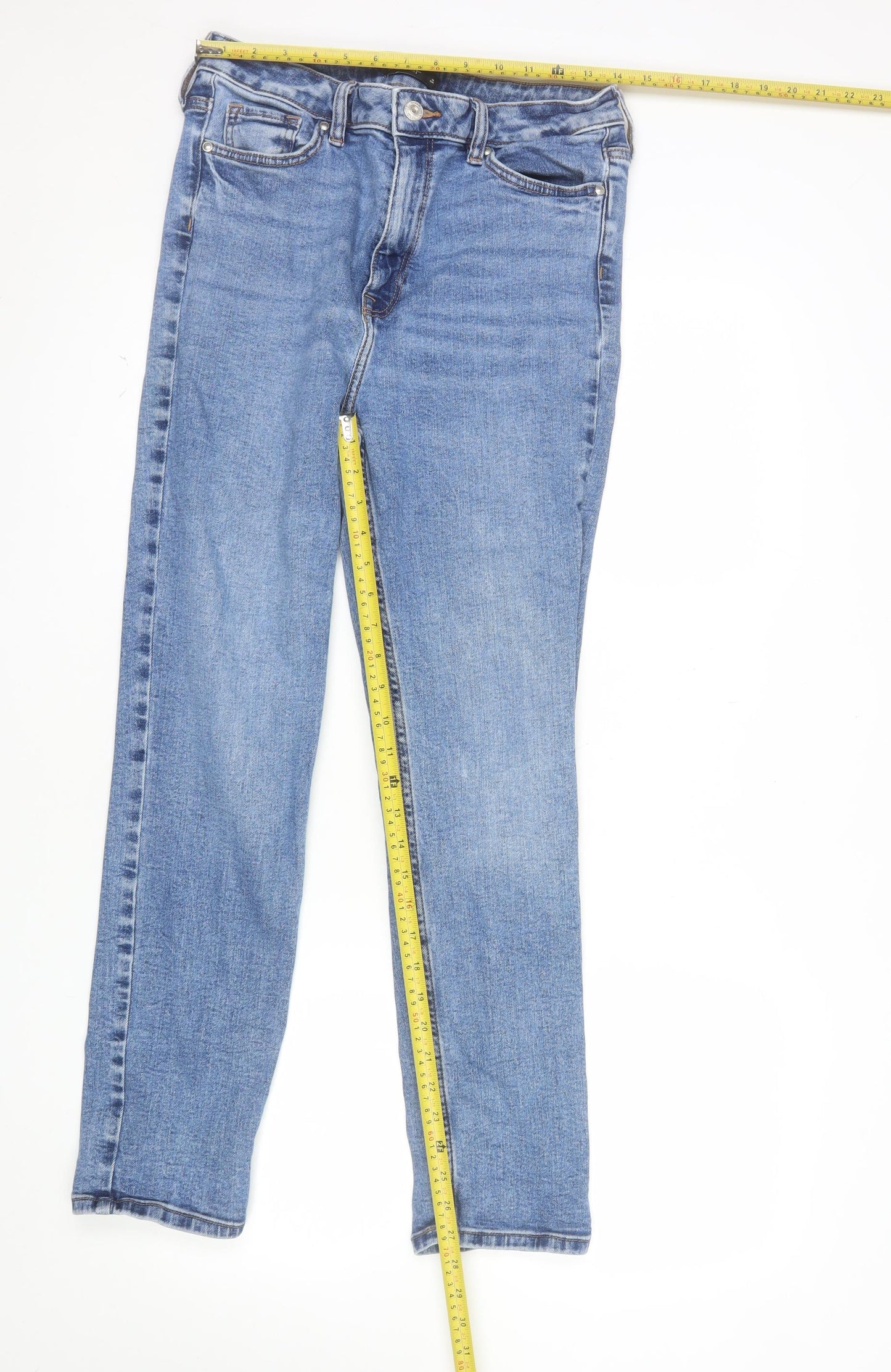 F&F Women’s Blue Mid Rise Skinny Stretch Denim Jeans Size 12