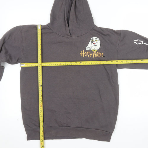 Harry Potter Girls Grey Pullover Hoodie 12-13 Years Embroidered Graphic