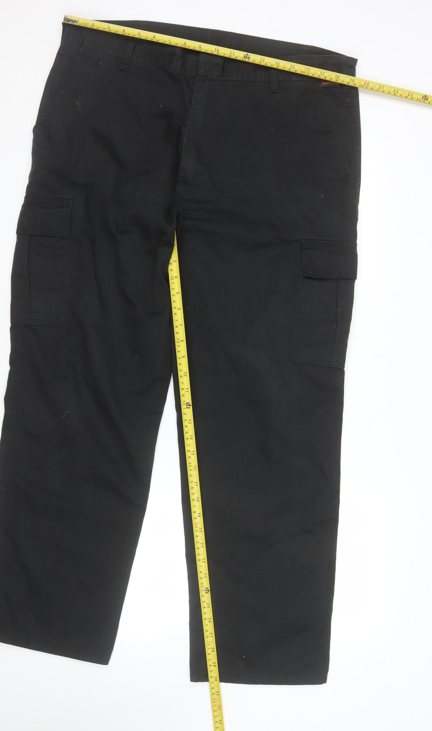 Portwest Mens Black Cargo Work Trousers 40W 31L Regular Fit