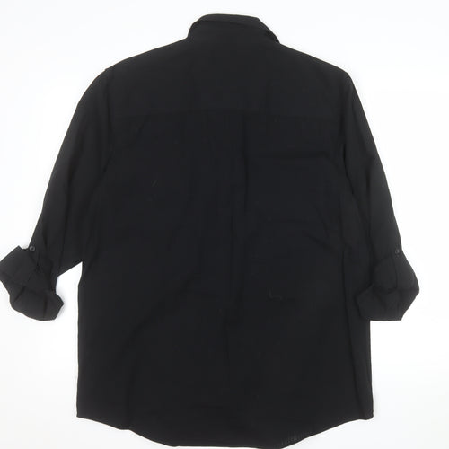 Cherokee Men's Black Cotton Button-Up Long Sleeve Shirt - Size M