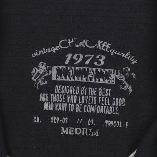 Cherokee Men's Black Cotton Button-Up Long Sleeve Shirt - Size M