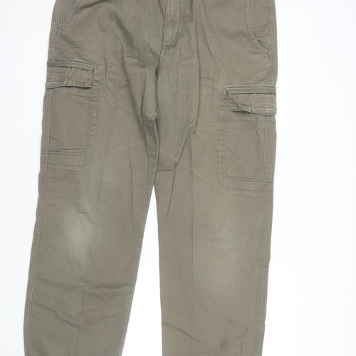 EASY Men’s Brown Cargo Trousers 36W 31L Cotton Casual Workwear