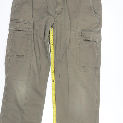 EASY Men’s Brown Cargo Trousers 36W 31L Cotton Casual Workwear