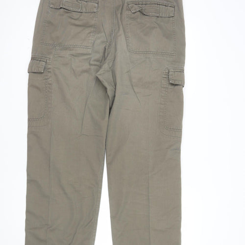 EASY Men’s Brown Cargo Trousers 36W 31L Cotton Casual Workwear