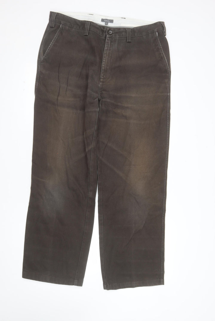 Wolsey Men's Brown Cotton Chino Trousers Size 36x32 Classic Fit