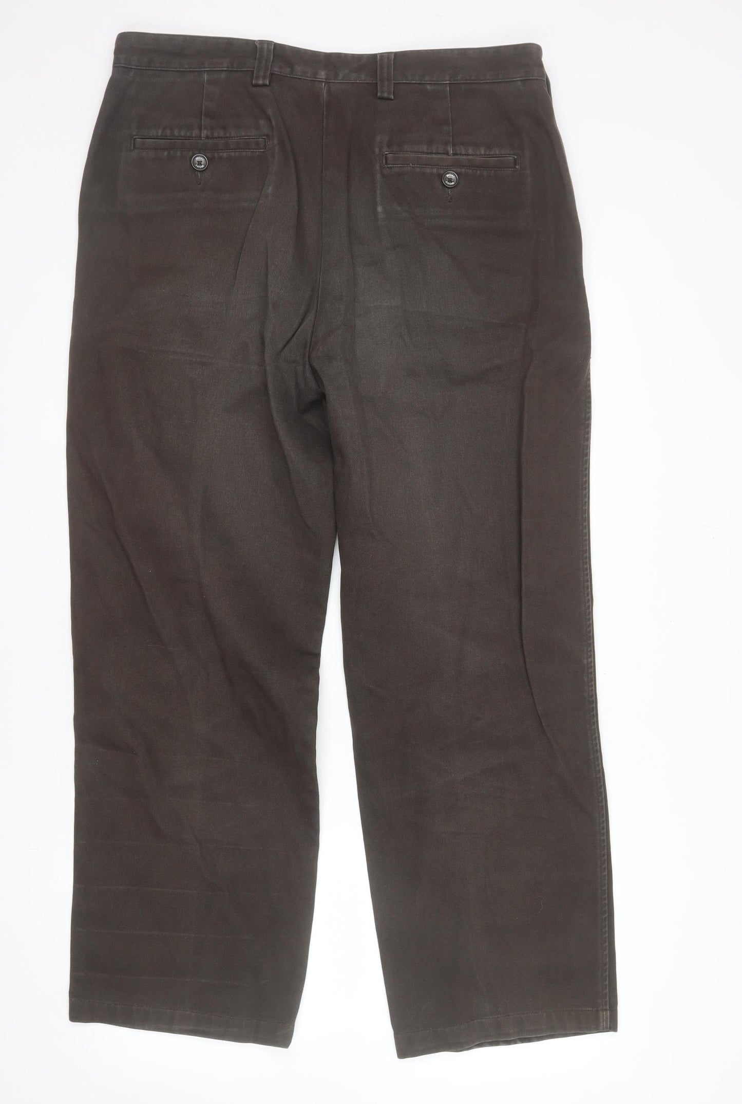 Wolsey Men's Brown Cotton Chino Trousers Size 36x32 Classic Fit
