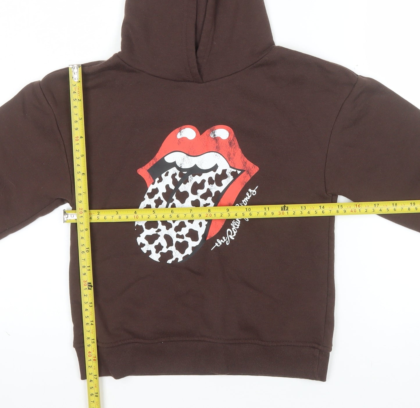 The Rolling Stones Girls Brown 7-8 Years Pullover Hoodie with Logo Print