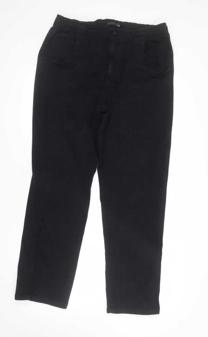 Pegasus Men’s Black Chino Trousers 34W 29L Cotton Stretch