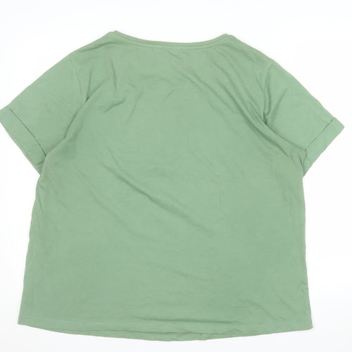 TXM Fashion Womens Green Tree Print Short Sleeve Cotton T-Shirt Size XL