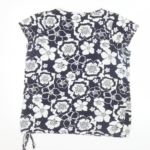 Next Womens Blue Floral Cotton Short Sleeve T-Shirt Size 14