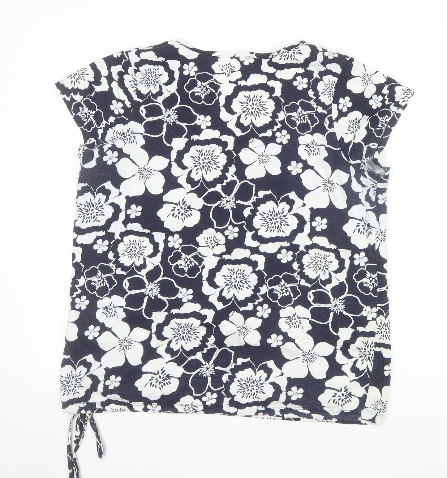 Next Womens Blue Floral Cotton Short Sleeve T-Shirt Size 14