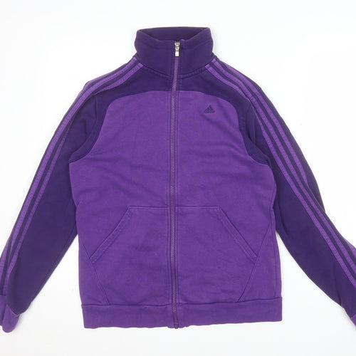 Adidas Women Purple Full Zip Hoodie Sweatshirt Size 12-14 Cotton Blend