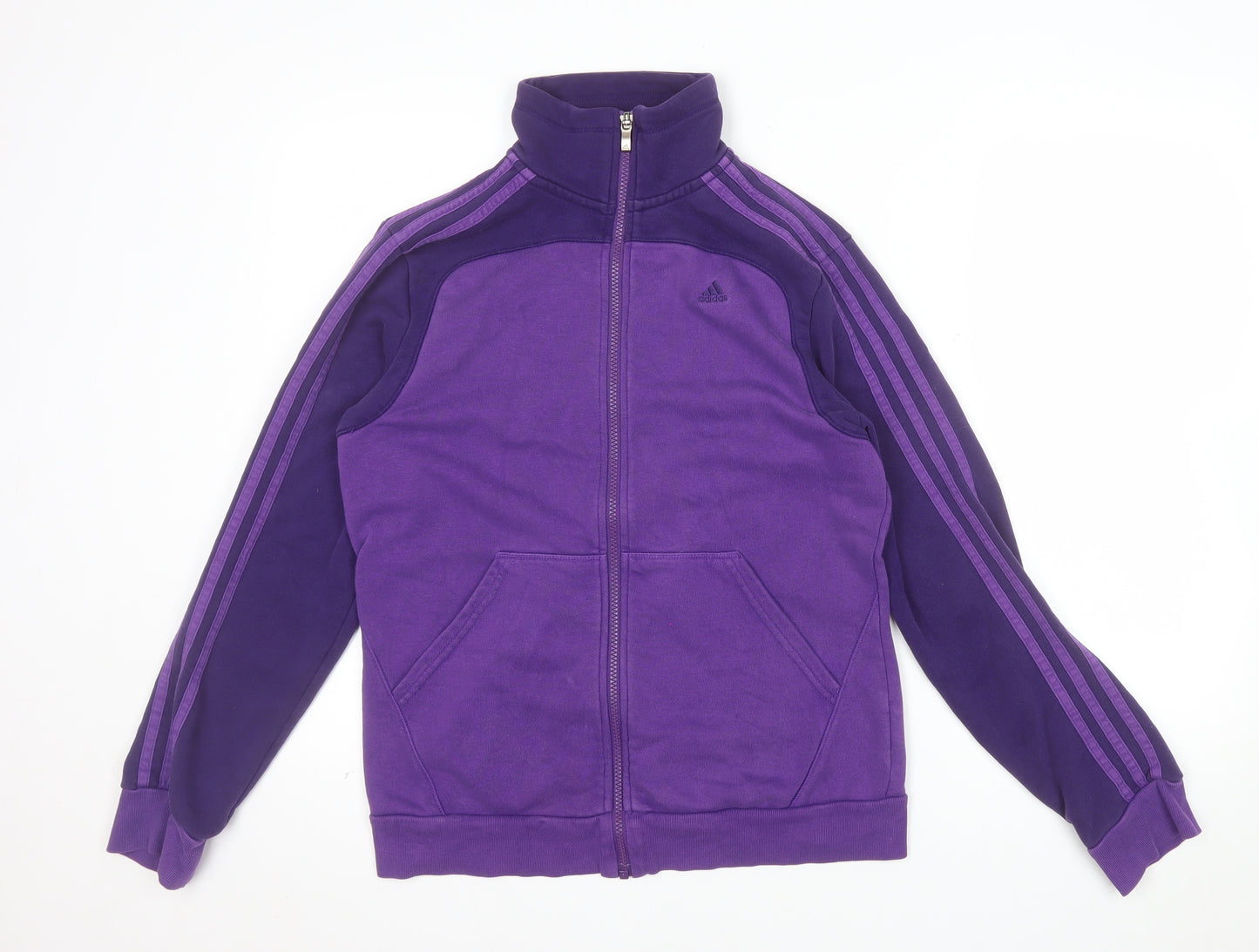 Adidas Women Purple Full Zip Hoodie Sweatshirt Size 12-14 Cotton Blend