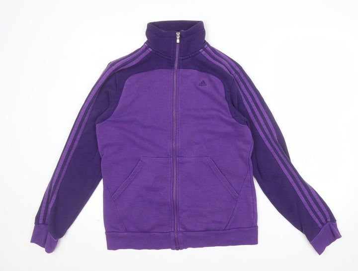 Adidas Women Purple Full Zip Hoodie Sweatshirt Size 12-14 Cotton Blend