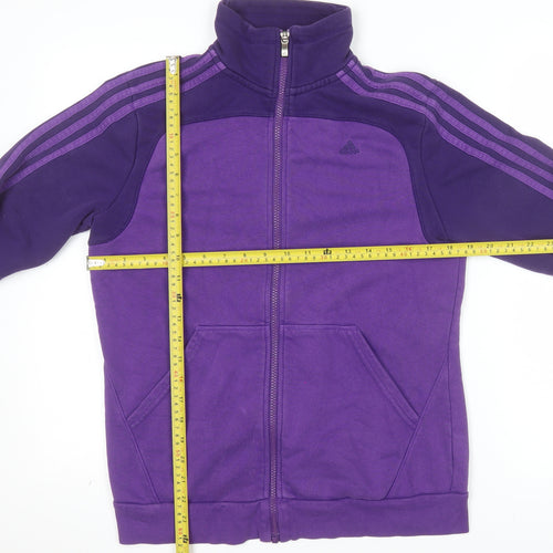 Adidas Women Purple Full Zip Hoodie Sweatshirt Size 12-14 Cotton Blend