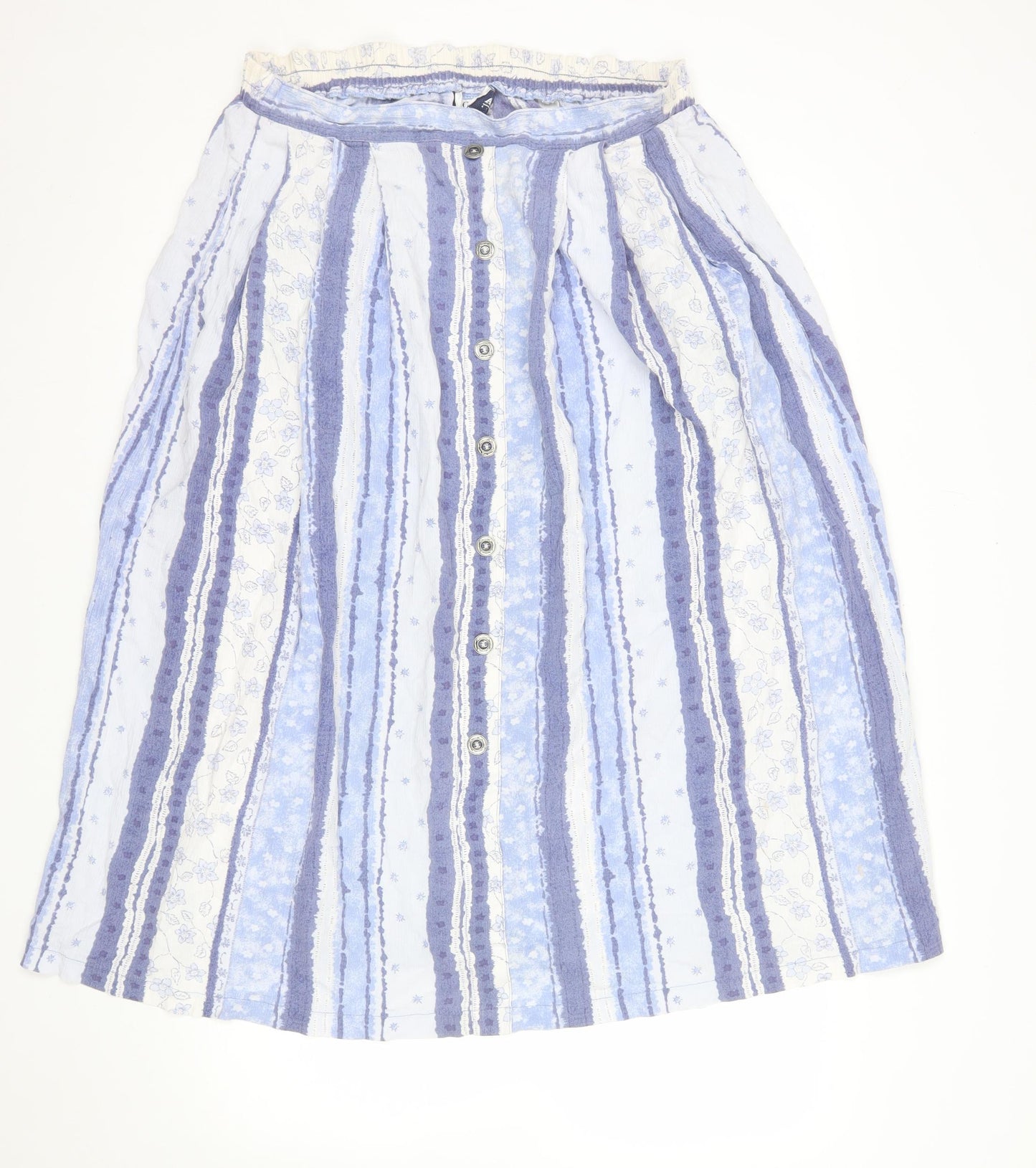 Dolina Australia Women’s Blue Striped A-Line Midi Cotton Skirt Size 12