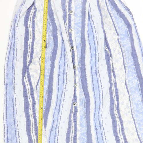 Dolina Australia Women’s Blue Striped A-Line Midi Cotton Skirt Size 12