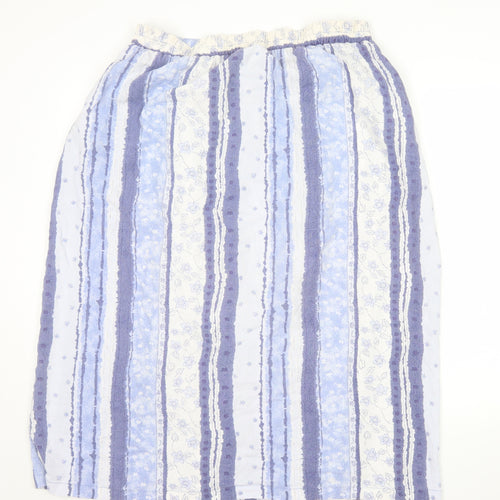 Dolina Australia Women’s Blue Striped A-Line Midi Cotton Skirt Size 12