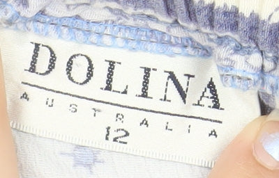 Dolina Australia Women’s Blue Striped A-Line Midi Cotton Skirt Size 12