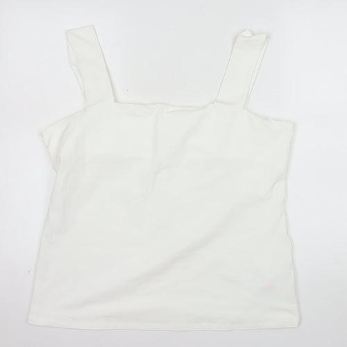 Dorothy Perkins Women's White Cotton Stretch Camisole Tank Top Size 20