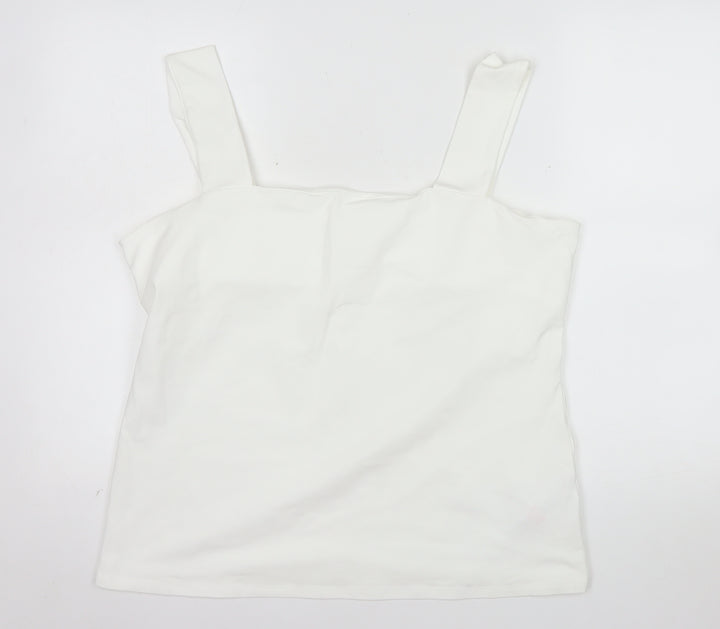 Dorothy Perkins Women's White Cotton Stretch Camisole Tank Top Size 20
