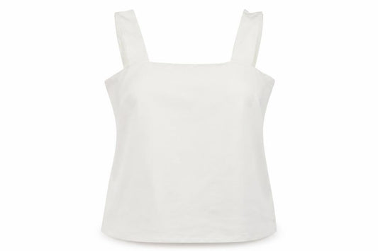 Front view of Dorothy Perkins Women's White Cotton Stretch Camisole Tank Top, size 20