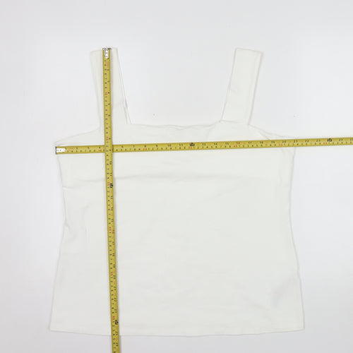 Dorothy Perkins Women's White Cotton Stretch Camisole Tank Top Size 20