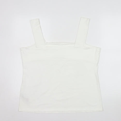 Dorothy Perkins Women's White Cotton Stretch Camisole Tank Top Size 20