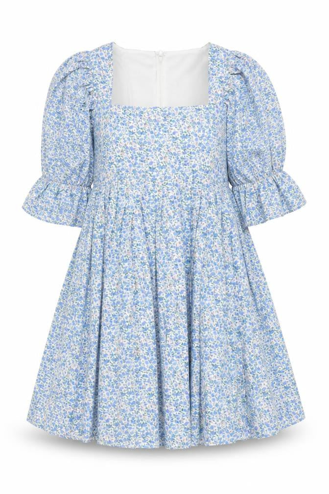 Missguided Maternity Blue Floral A-Line Puff Sleeve Dress UK 10
