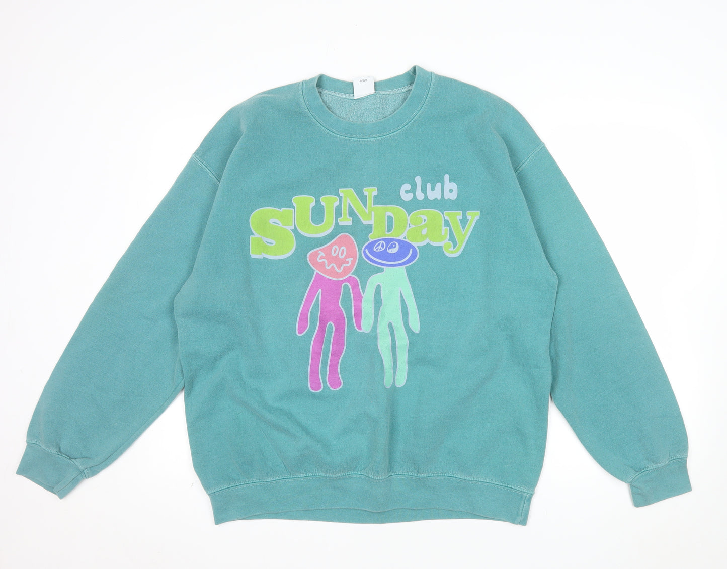 Urban Outfitters Men's Green Sunday Club Graphic Pullover Sweatshirt Size S