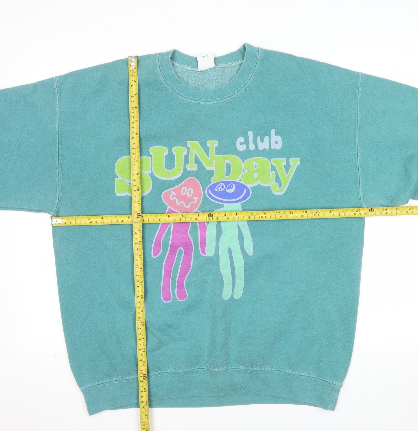 Urban Outfitters Men's Green Sunday Club Graphic Pullover Sweatshirt Size S