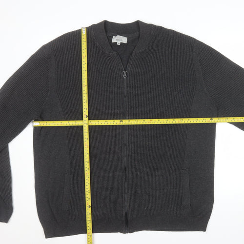 Marks and Spencer Men's Grey 2XL Full Zip Cotton Jumper