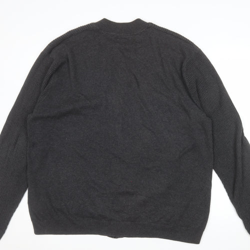 Marks and Spencer Men's Grey 2XL Full Zip Cotton Jumper