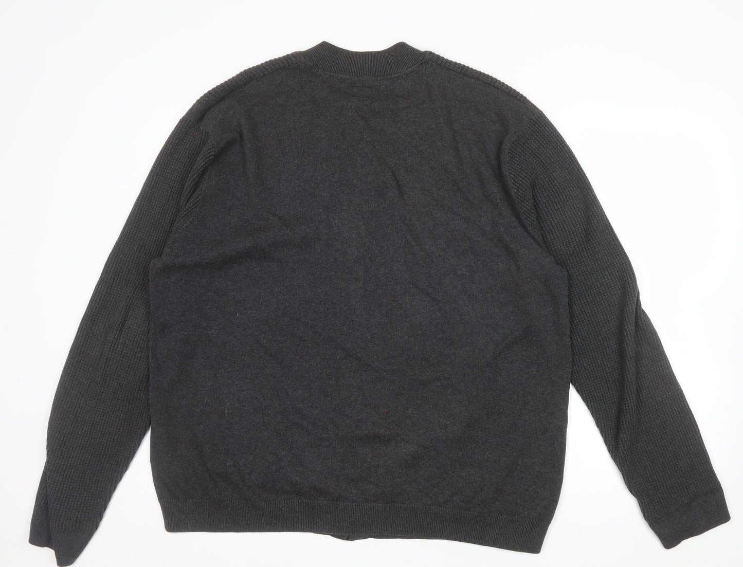 Marks and Spencer Men's Grey 2XL Full Zip Cotton Jumper