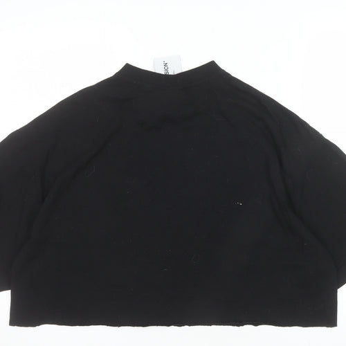 Collusion Womens Black Dolphin Cropped T-Shirt M Relaxed Fit