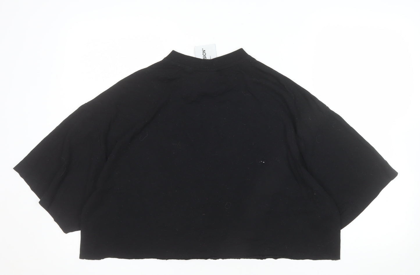Collusion Womens Black Dolphin Cropped T-Shirt M Relaxed Fit