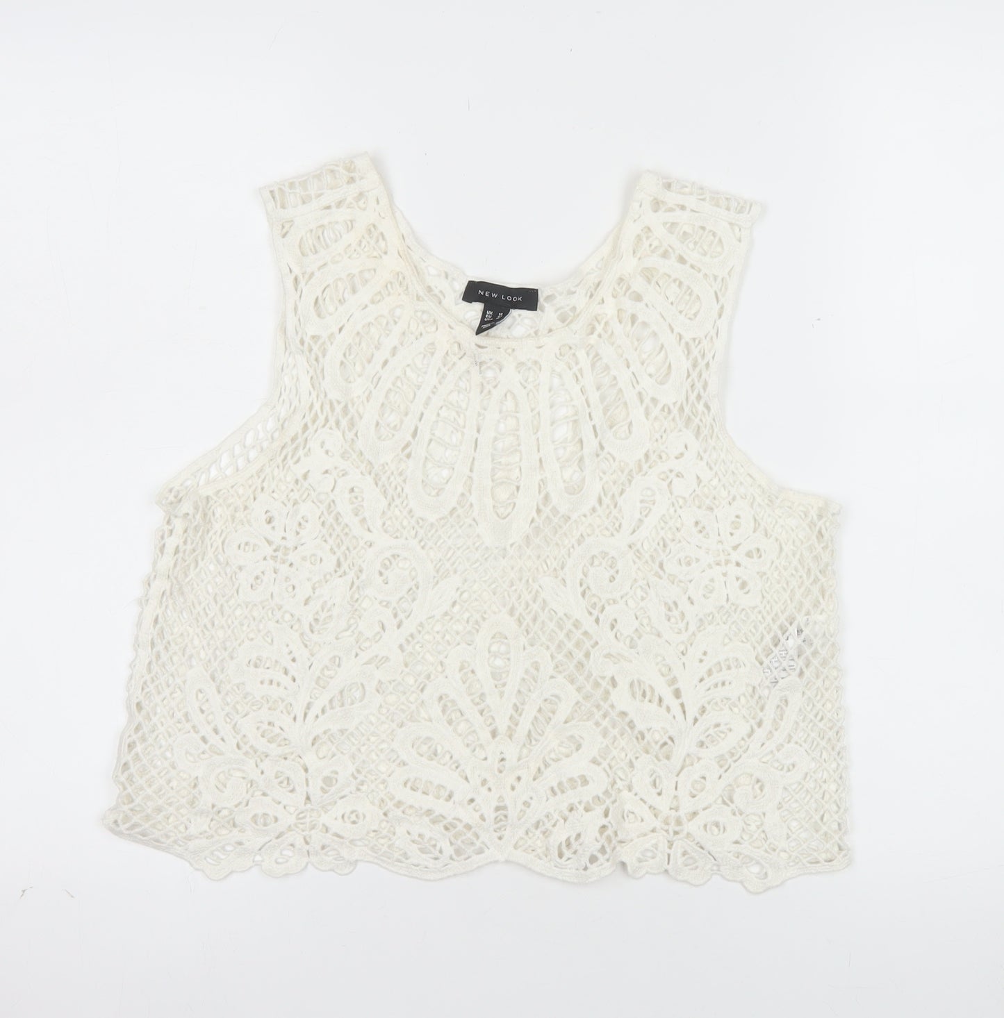 New Look Women Ivory Crochet Camisole Tank Top Size 14