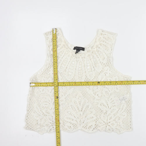 New Look Women Ivory Crochet Camisole Tank Top Size 14