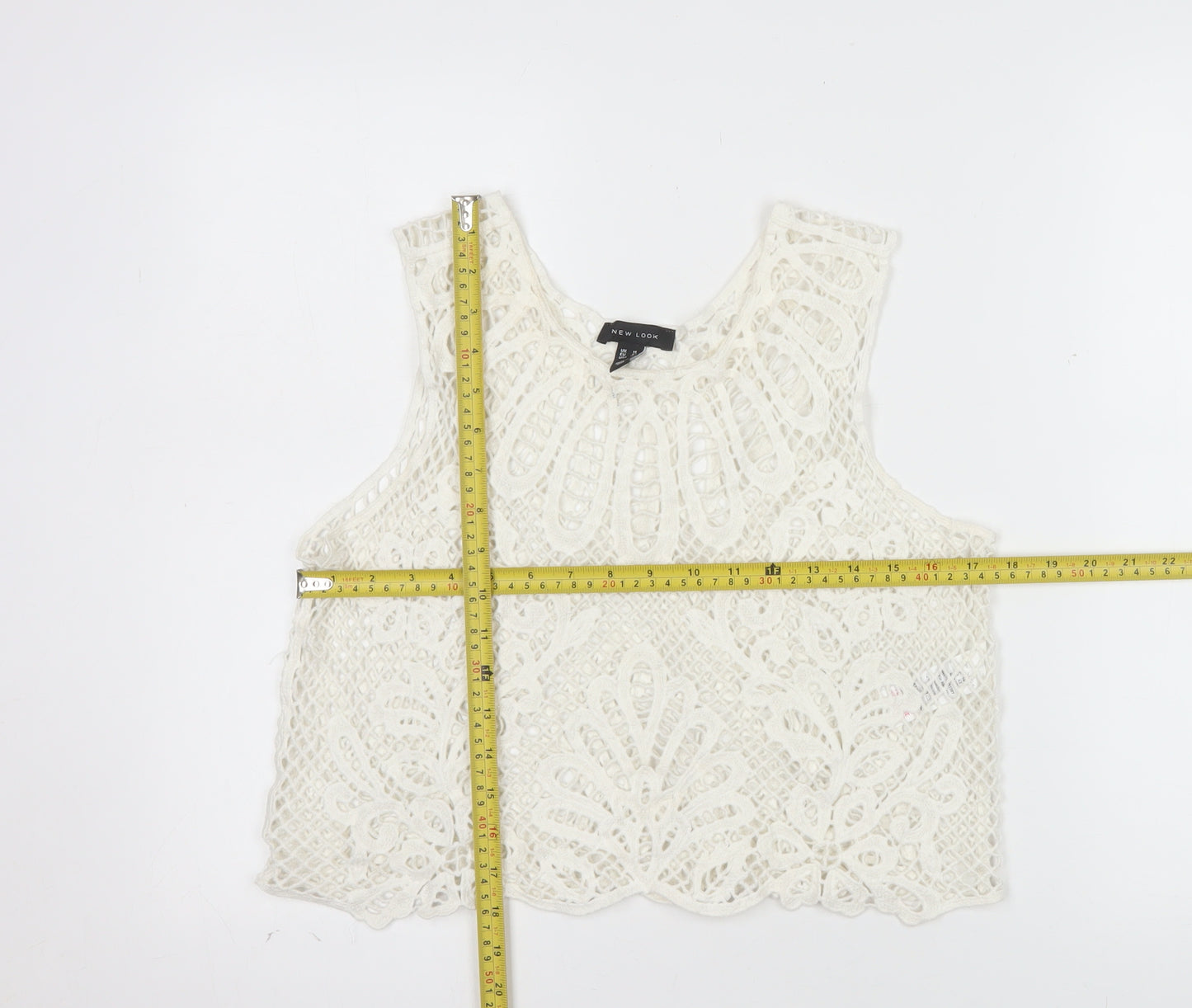 New Look Women Ivory Crochet Camisole Tank Top Size 14