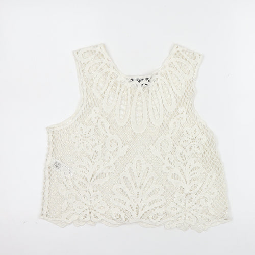 New Look Women Ivory Crochet Camisole Tank Top Size 14