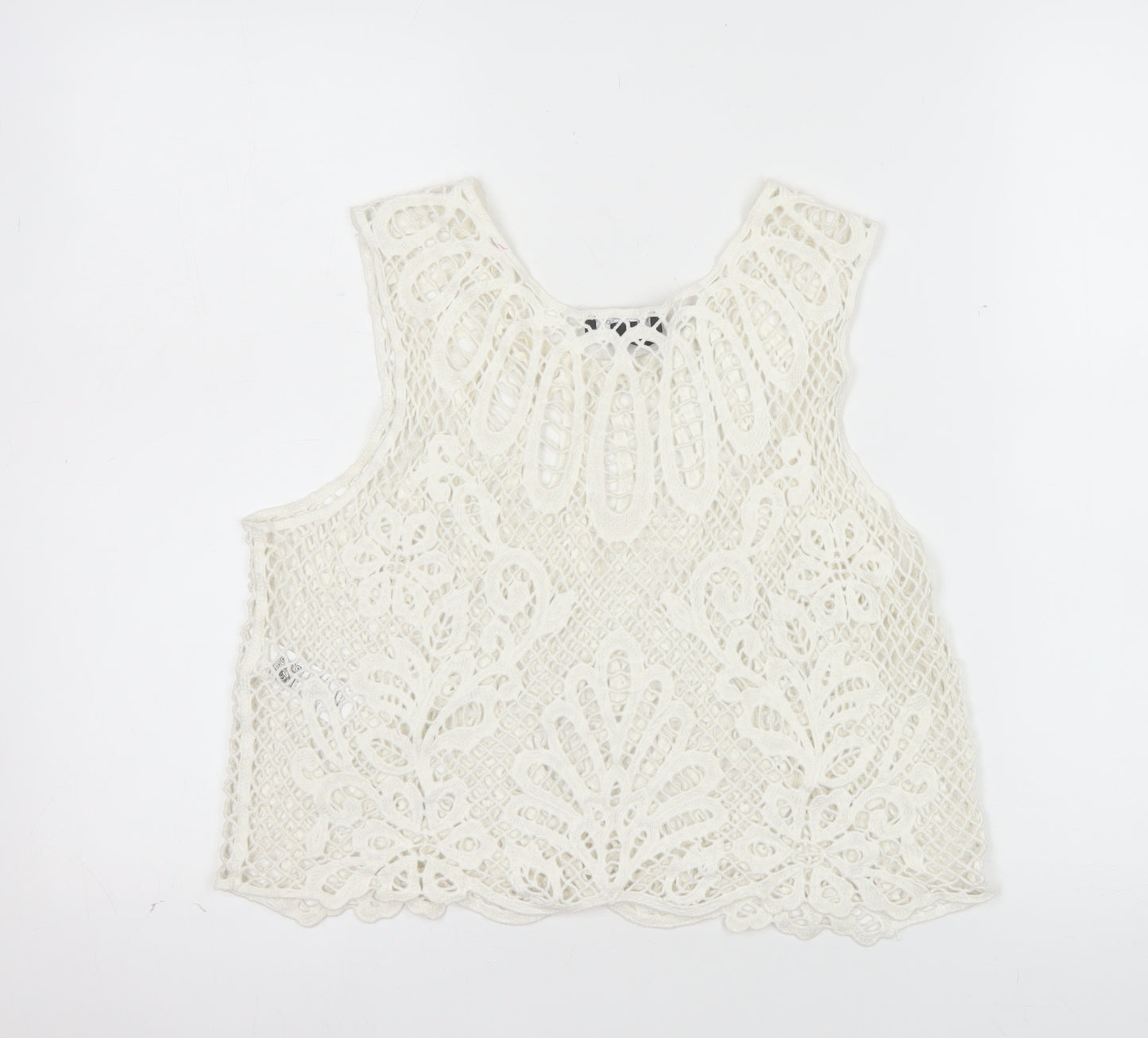 New Look Women Ivory Crochet Camisole Tank Top Size 14