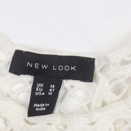 New Look Women Ivory Crochet Camisole Tank Top Size 14
