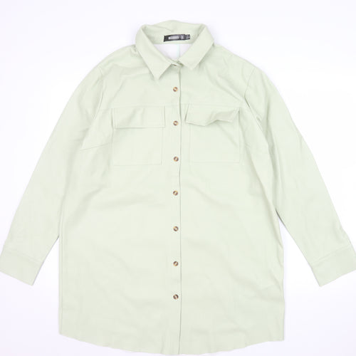 Missguided Women’s Mint Green Faux Leather Oversized Button-Up Shirt Jacket UK 12