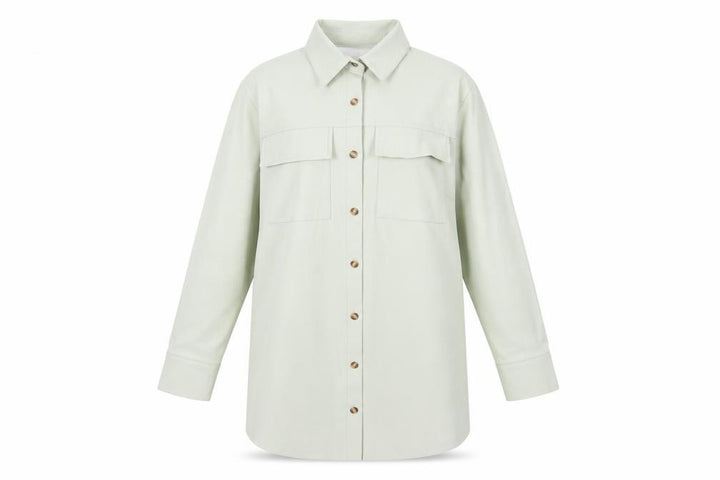 Missguided Women’s Mint Green Faux Leather Oversized Button-Up Shirt Jacket UK 12