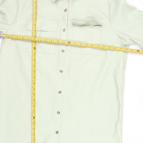 Missguided Women’s Mint Green Faux Leather Oversized Button-Up Shirt Jacket UK 12