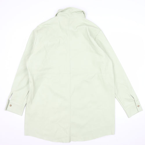 Missguided Women’s Mint Green Faux Leather Oversized Button-Up Shirt Jacket UK 12