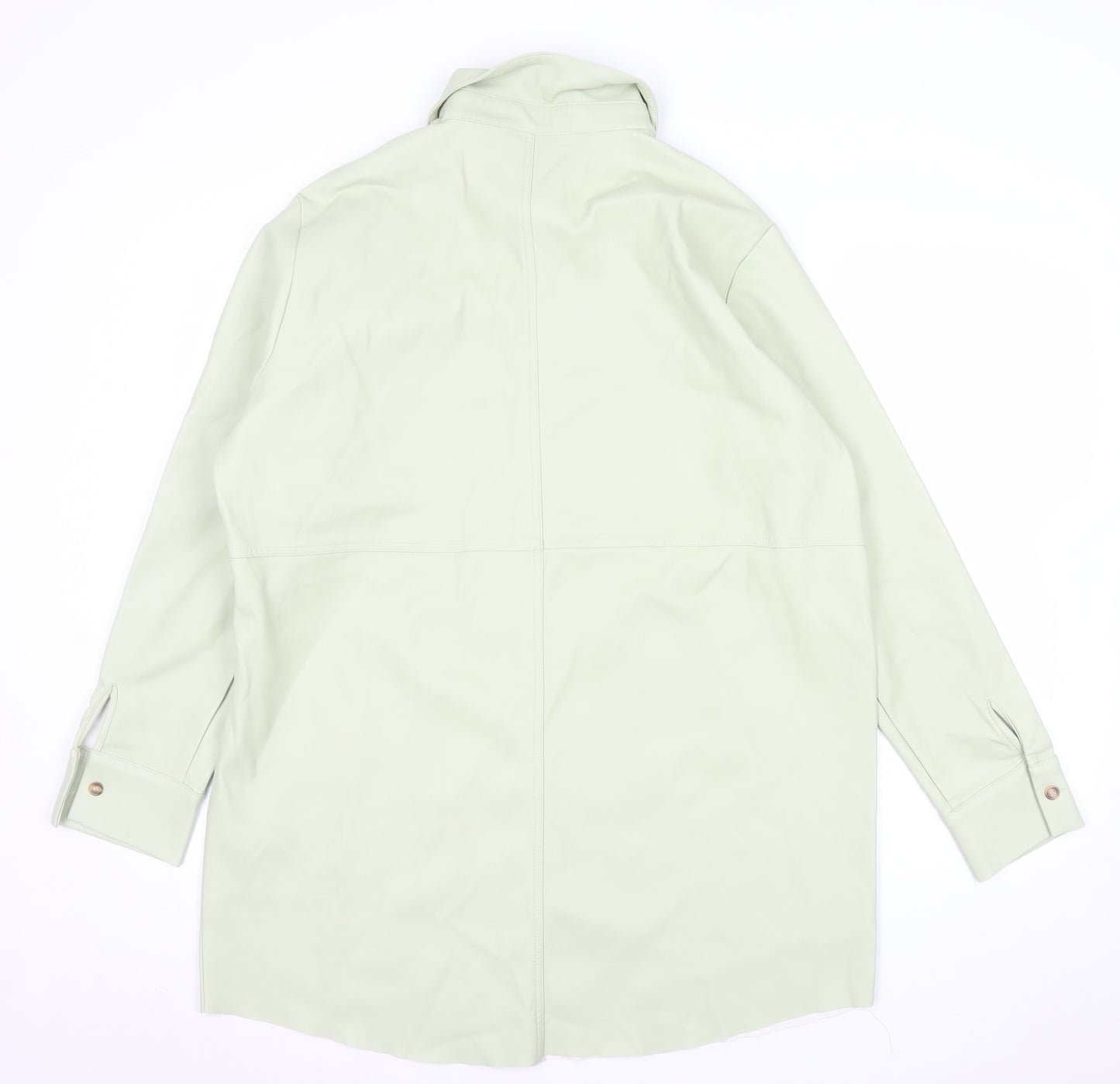 Missguided Women’s Mint Green Faux Leather Oversized Button-Up Shirt Jacket UK 12