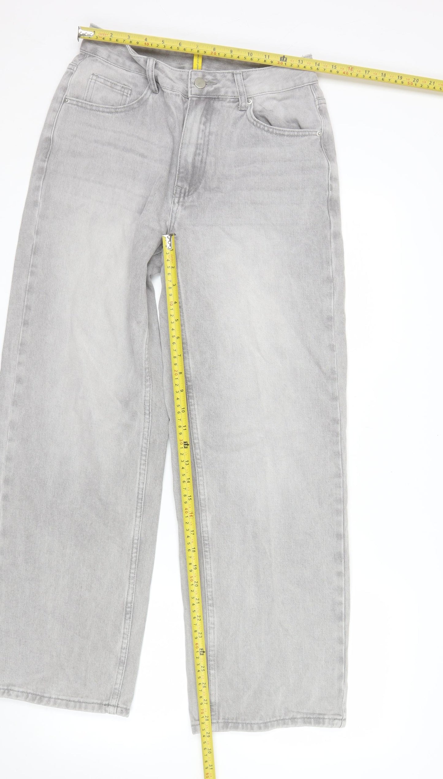 MYOURSA Women’s Light Grey Wide-Leg Jeans Size M Regular Fit