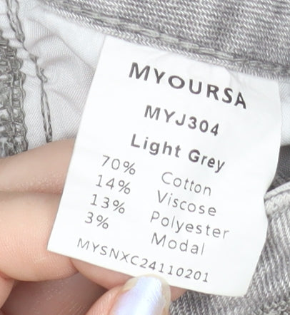 MYOURSA Women’s Light Grey Wide-Leg Jeans Size M Regular Fit