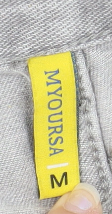 MYOURSA Women’s Light Grey Wide-Leg Jeans Size M Regular Fit